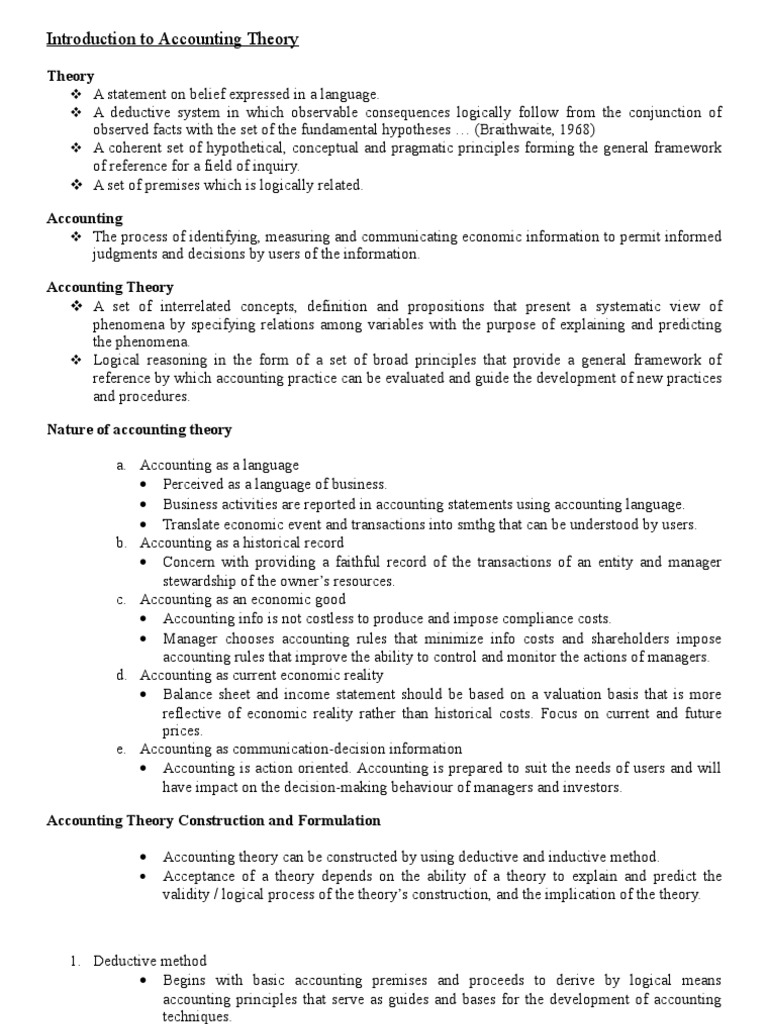 Accounting Theories And Practices Pdf Falsifiability Theory
