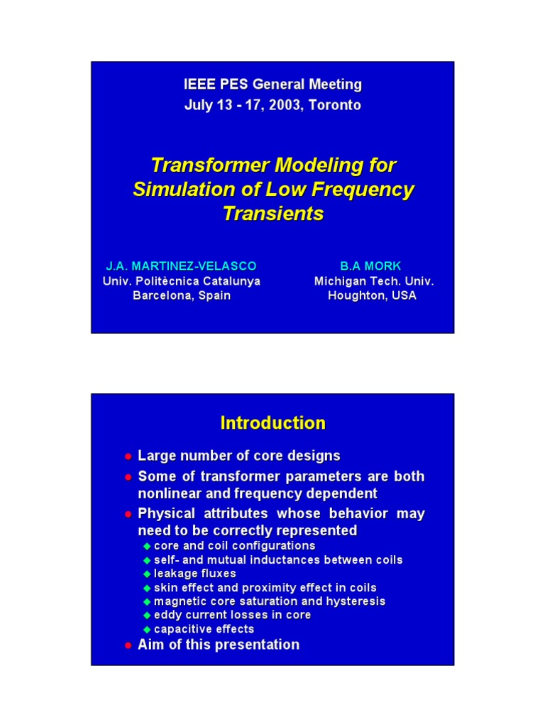 Transformer Modeling for Low-Frequency Transients | PDF | Transformer ...
