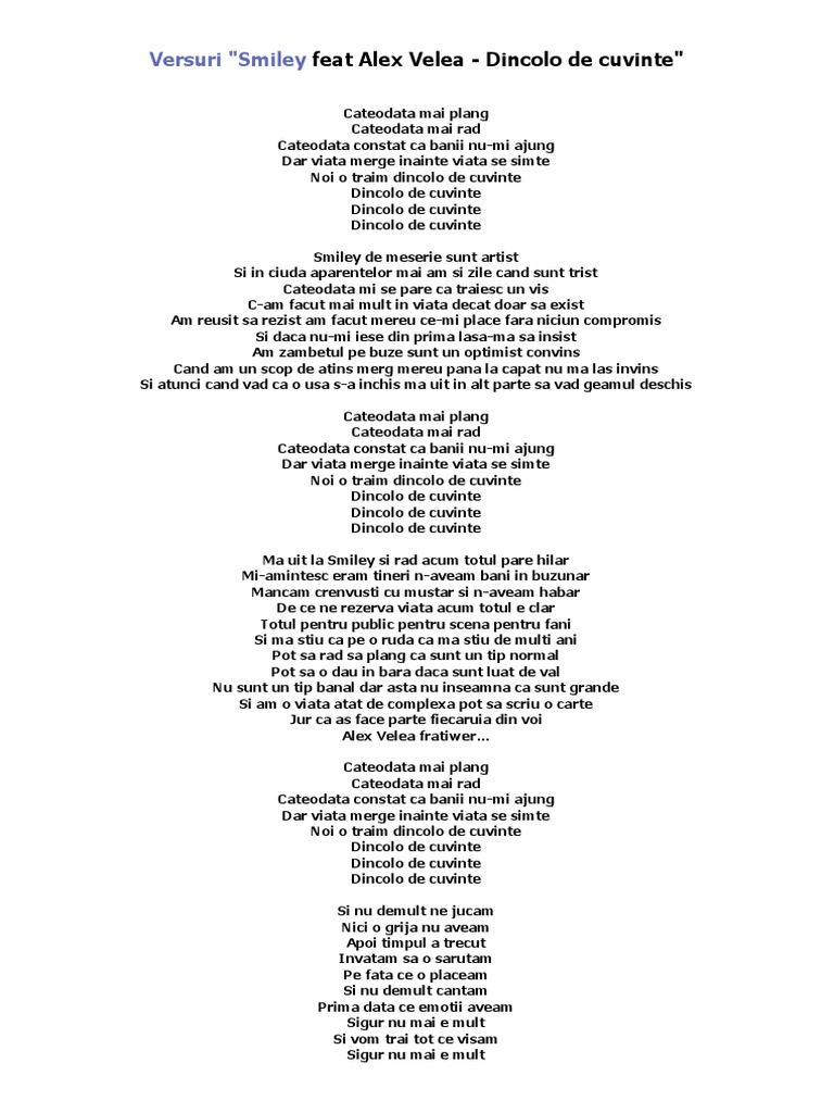 Versuri Cantece Serbare | PDF