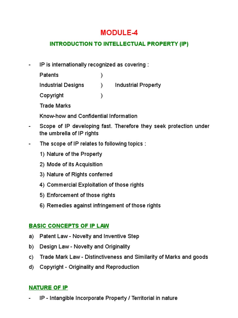 Overview of Intellectual Property Rights | PDF | Patent | Glossary Of ...