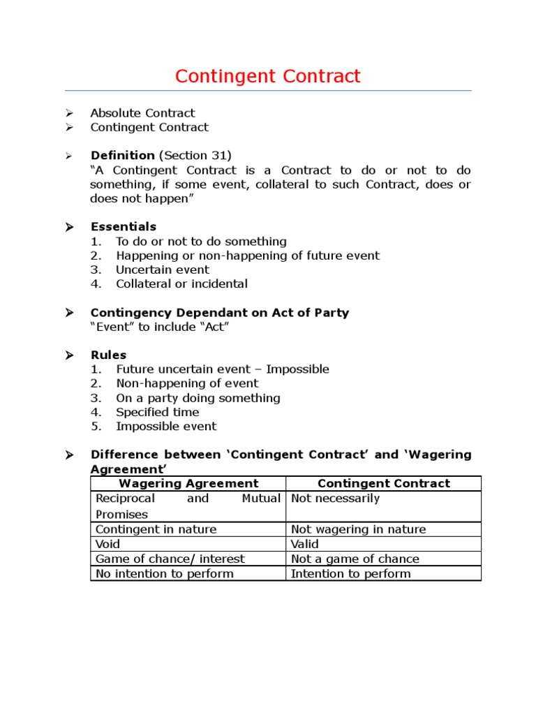 contingent contract assignment pdf