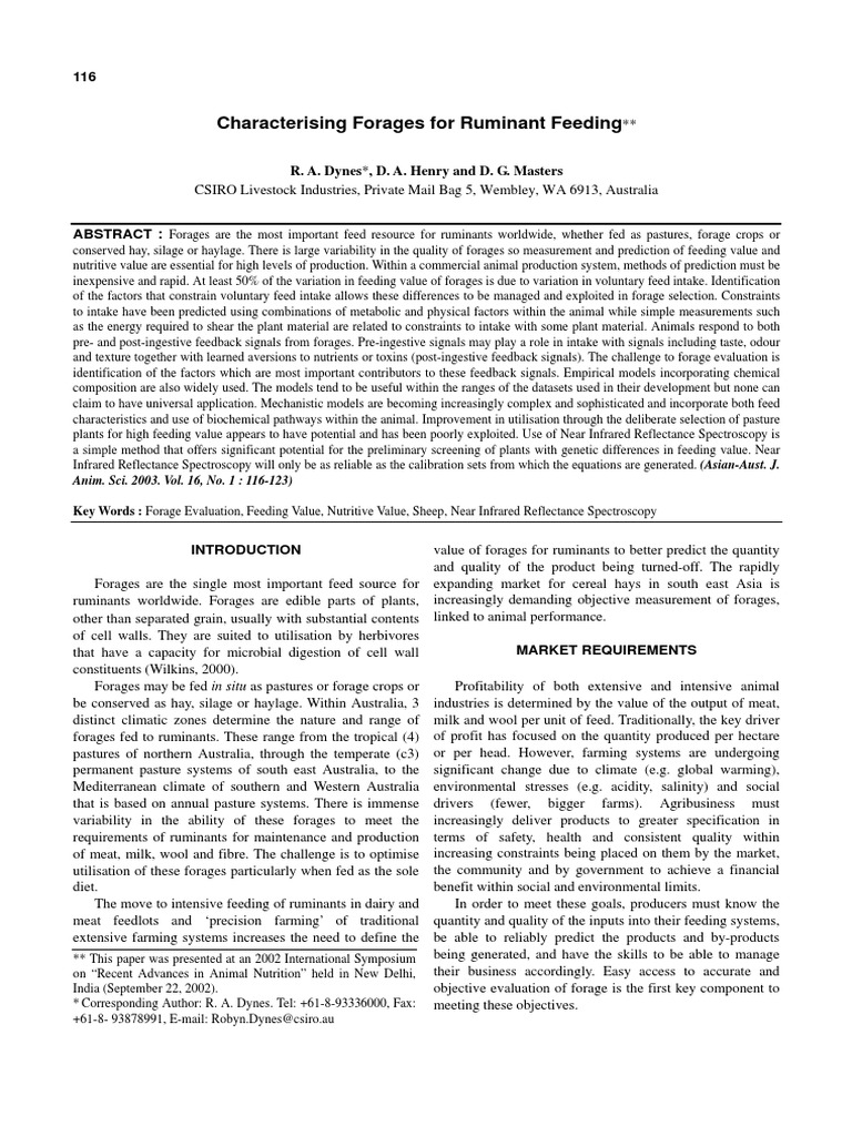 Characterising Forages For Ruminant Feeding | PDF | Plant Breeding ...