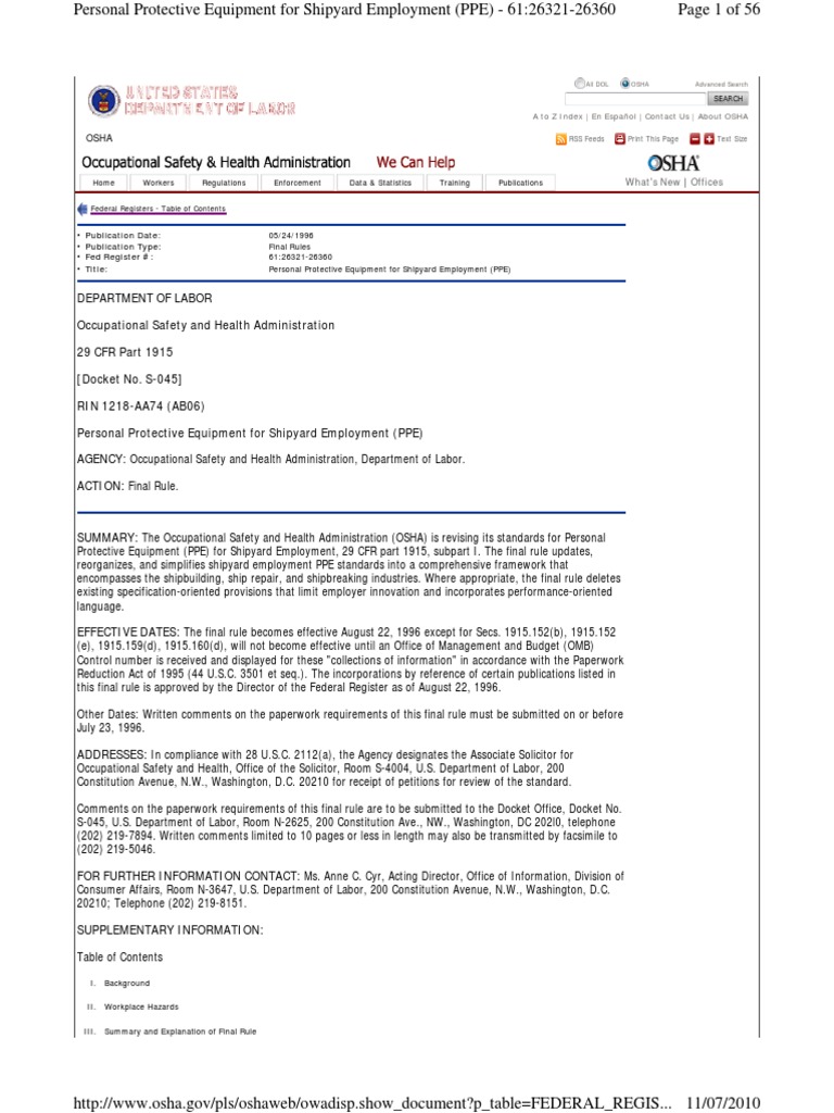 OSHA Personal Protective Equipment For Shipyard Employment Download