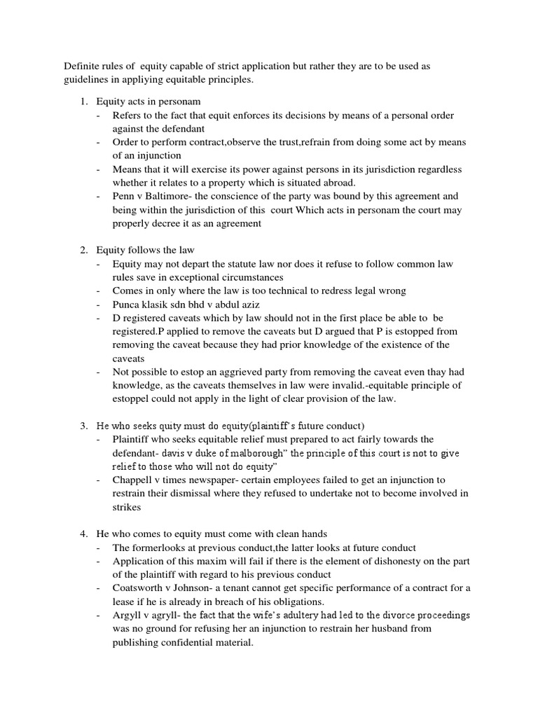 Key Maxims of Equity Explained | PDF