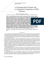 Classroom Communication Climate and Communicative Linguistic Competence of EFL Learners