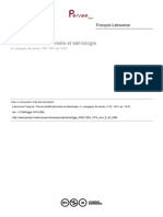 Latraverse François. Théorie Stratificationnelle Et Sémiologie. in Langages, 8e Année, N°35, 1974. Pp. 70-81.