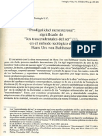 Meis W., A.-Prodgigalidad Menesterosa. Significado de los trascendentales del ser, en el método teológico de von Balthasar (TV 32, 1991, pp.185-204)