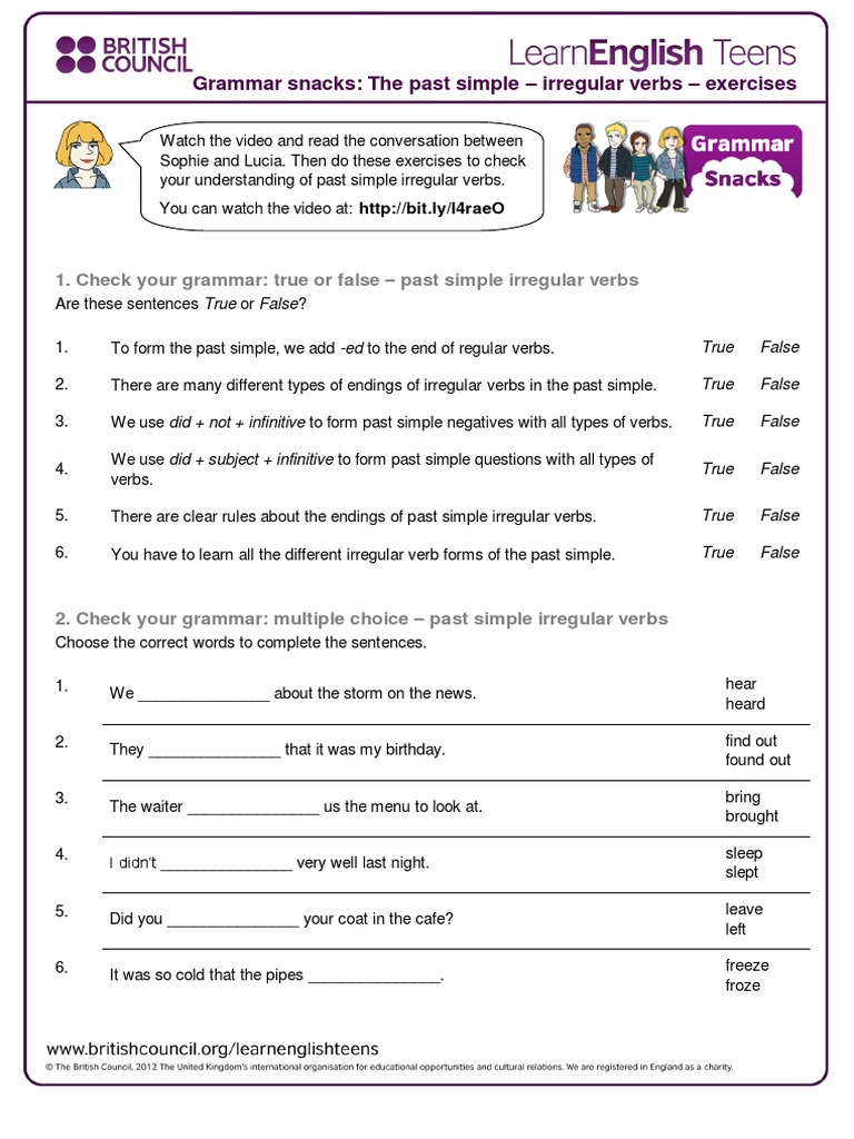 Past Simple Irregular Verbs Exercises | PDF