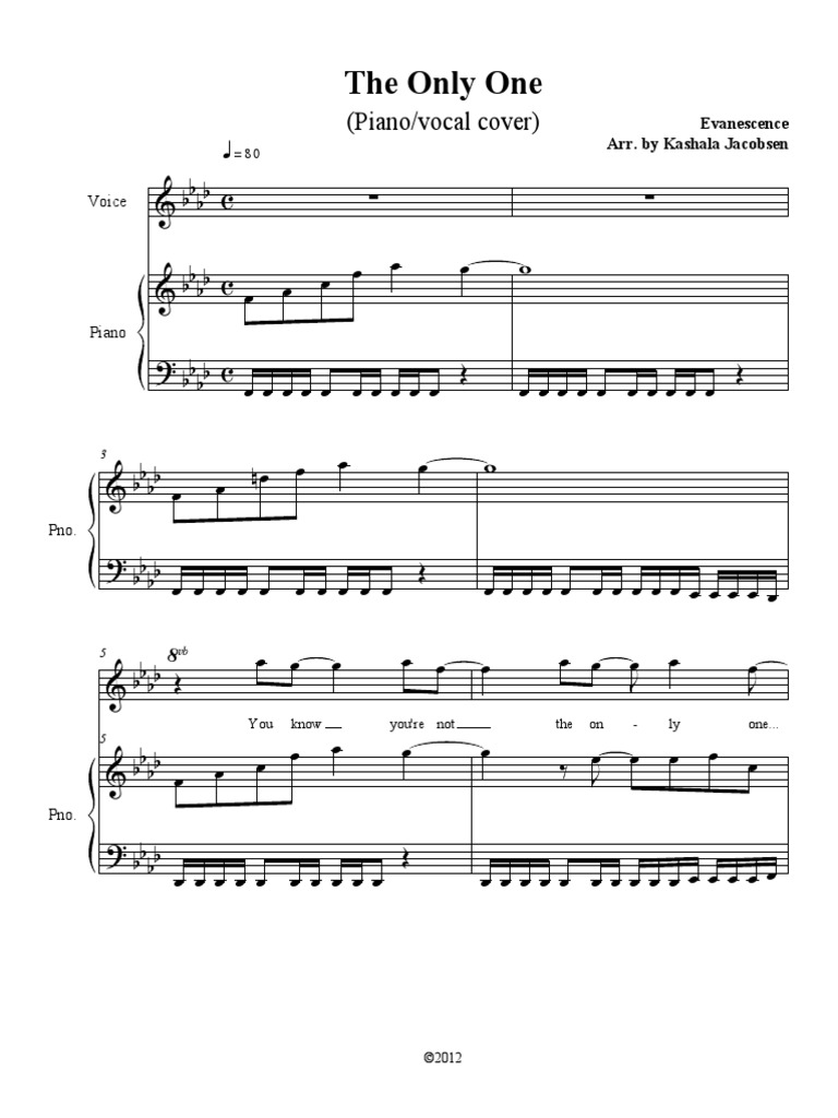 The Only One by Evanescence | PDF | Compositions | Cithares