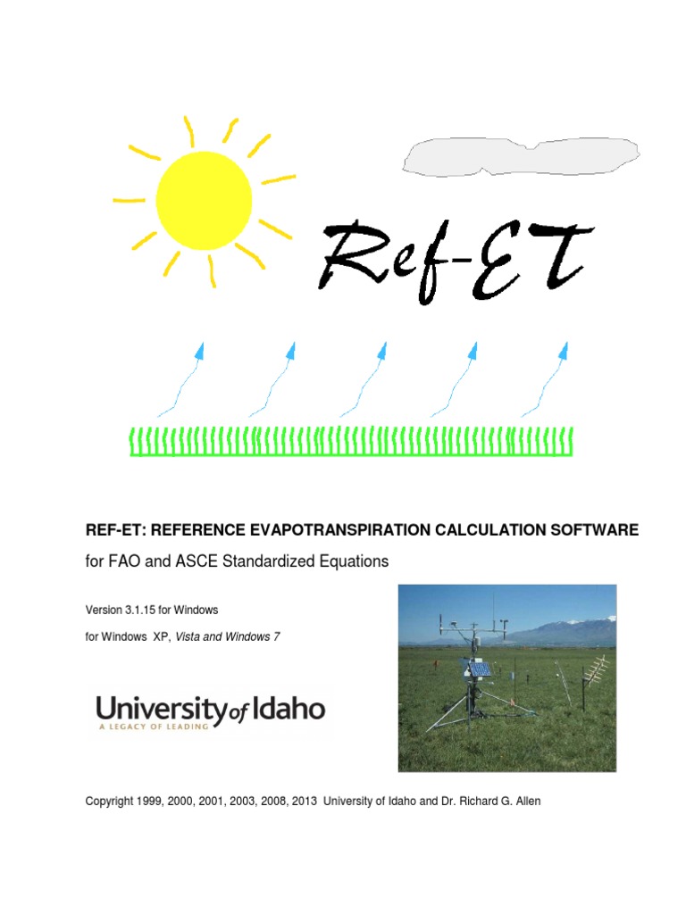 Ref ET V3.1 Users Manual | PDF | Evapotranspiration | Computing