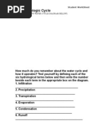 Water Cycle Student WorkSheet