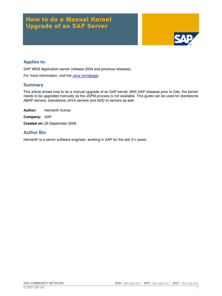 How To Do A Manual Kernel Upgrade of An SAP Server | PDF | Computer ...