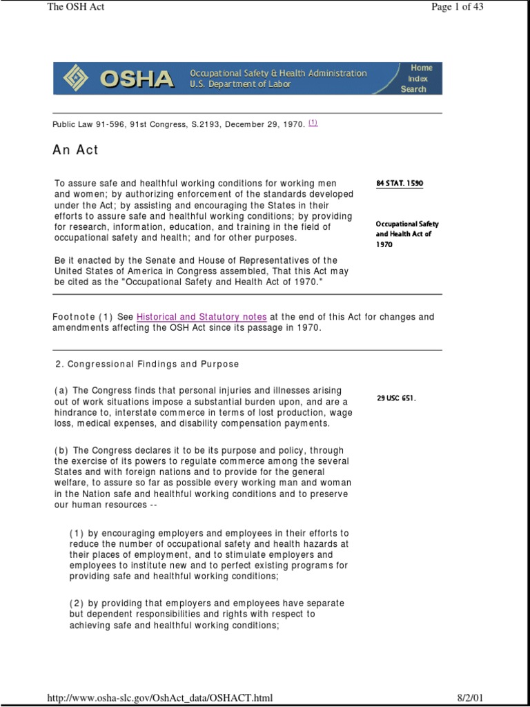 OSHA Safety PDF Occupational Safety And Health Employment