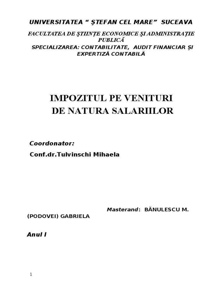 Impozitele Pe Venituri de Natura Salariilor | PDF