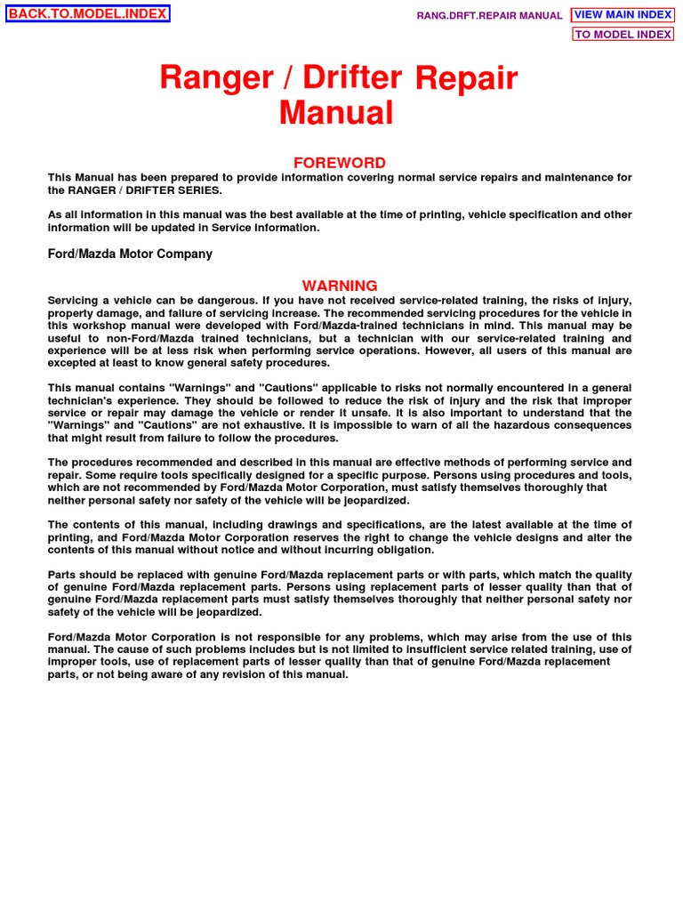 Free Service Workshop Manual For Mazda G6 Engine