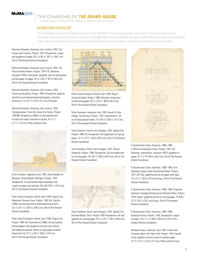 Avant-Garde Architectural Drawings Checklist | PDF | Conservation And ...