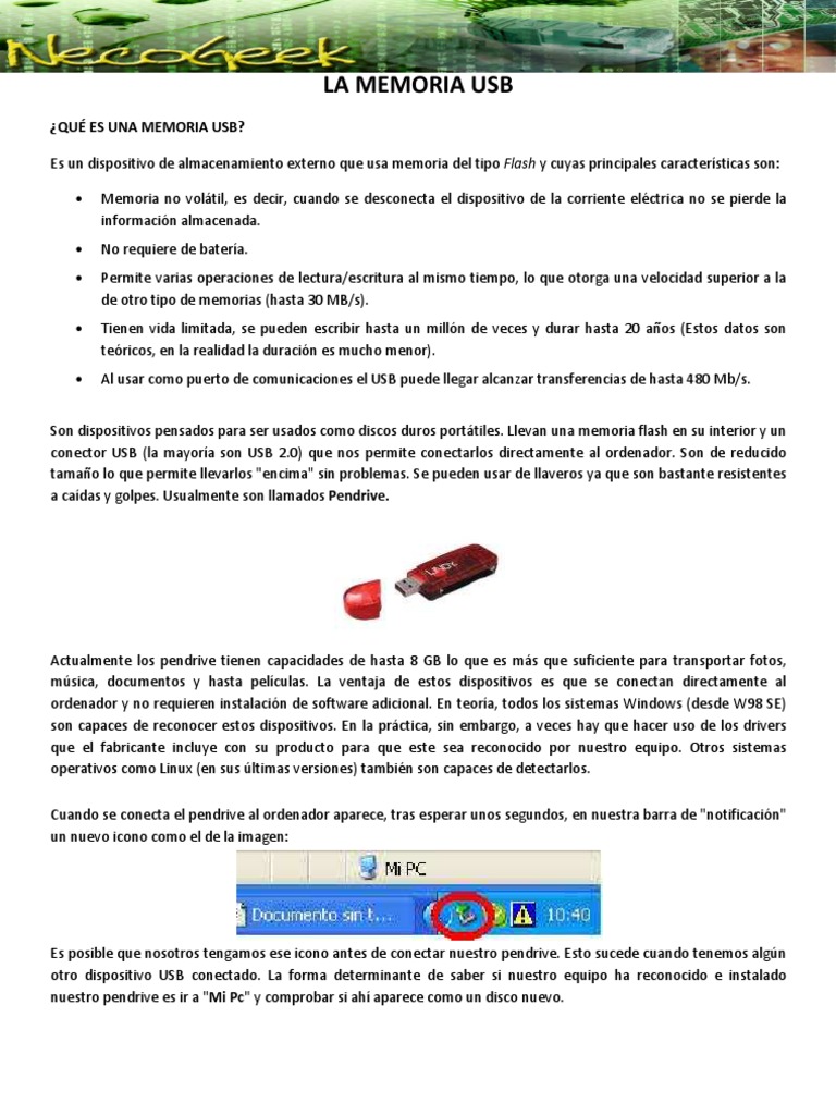 Características y usos de la memoria USB | PDF | Memoria USB | Áreas de ...