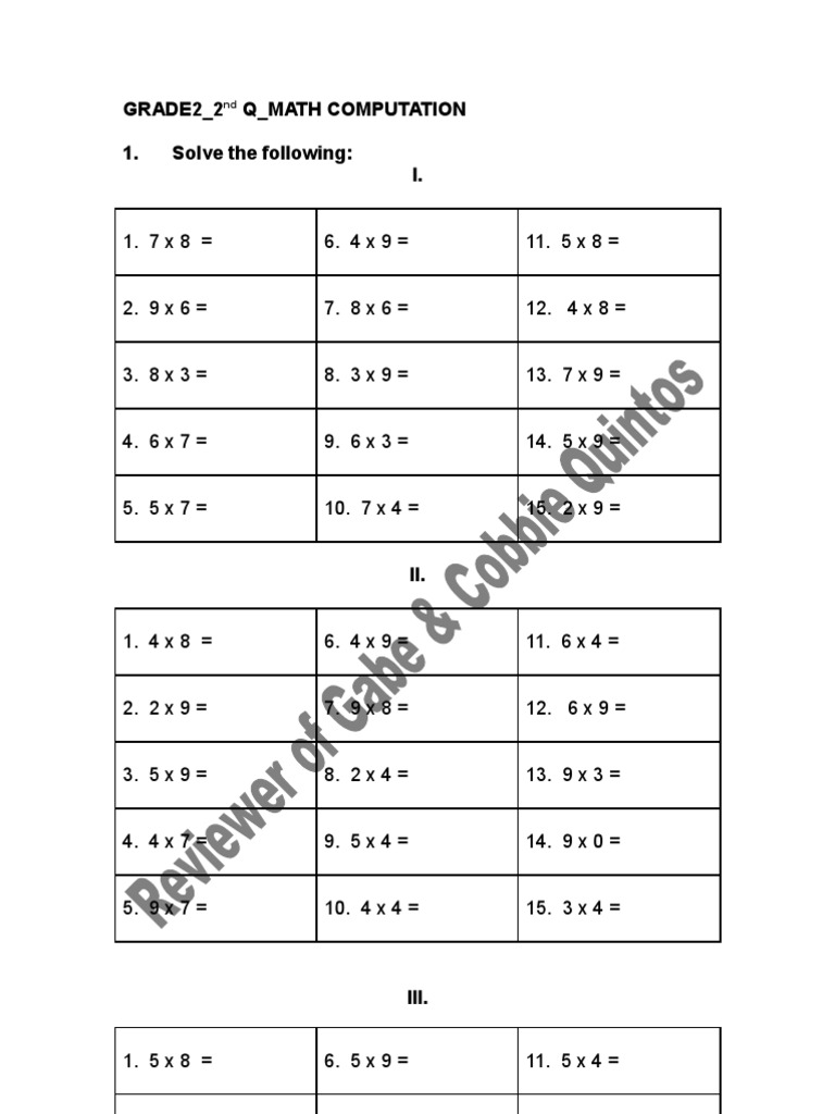 Grade 2 Math Computation Worksheets | PDF | Career & Growth | Teaching ...