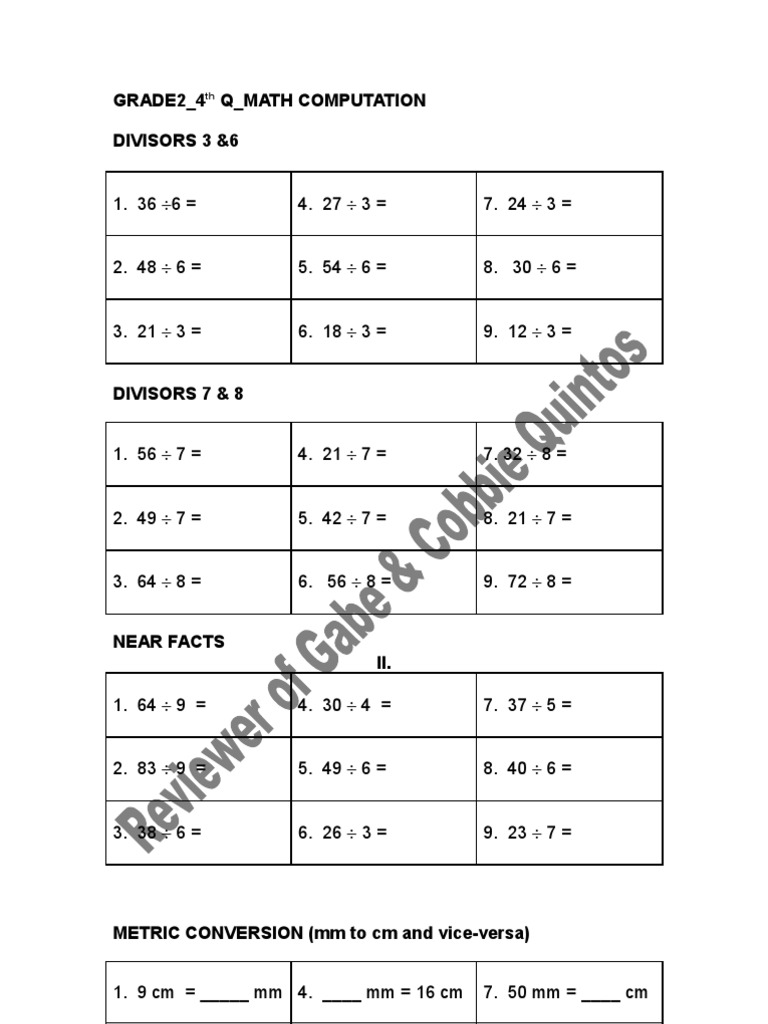 Grade 2 Math Computation Exercises | PDF | Teaching Methods & Materials