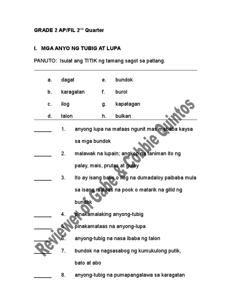 Grade 2 2nd q Apfil