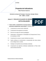 Proposta de Indicadores para preenchimento  da ficha de Auto-avaliação  - Anexo IV