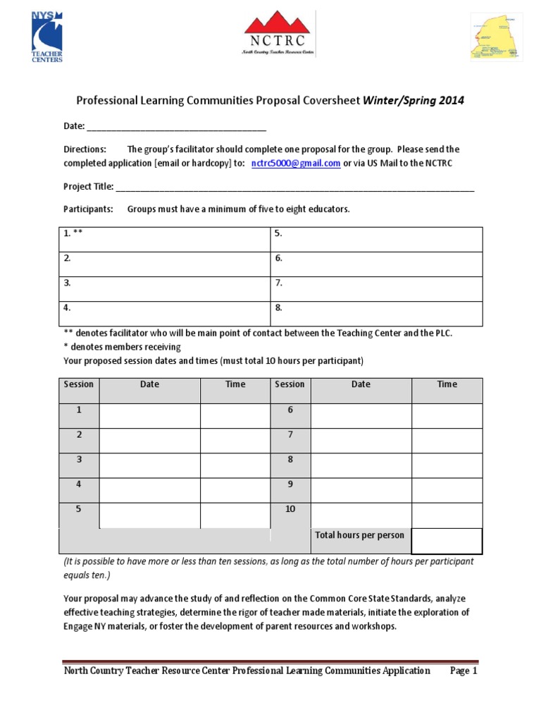 NCTRC Professional Learning Community Team Application 2014 | PDF ...