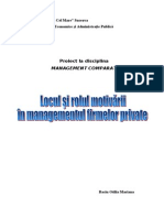 Locul Si Rolul Motivarii in Managementul Firmelor Private