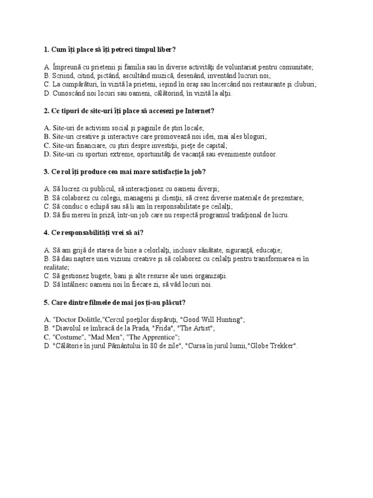 Test Psihologic 2 | PDF