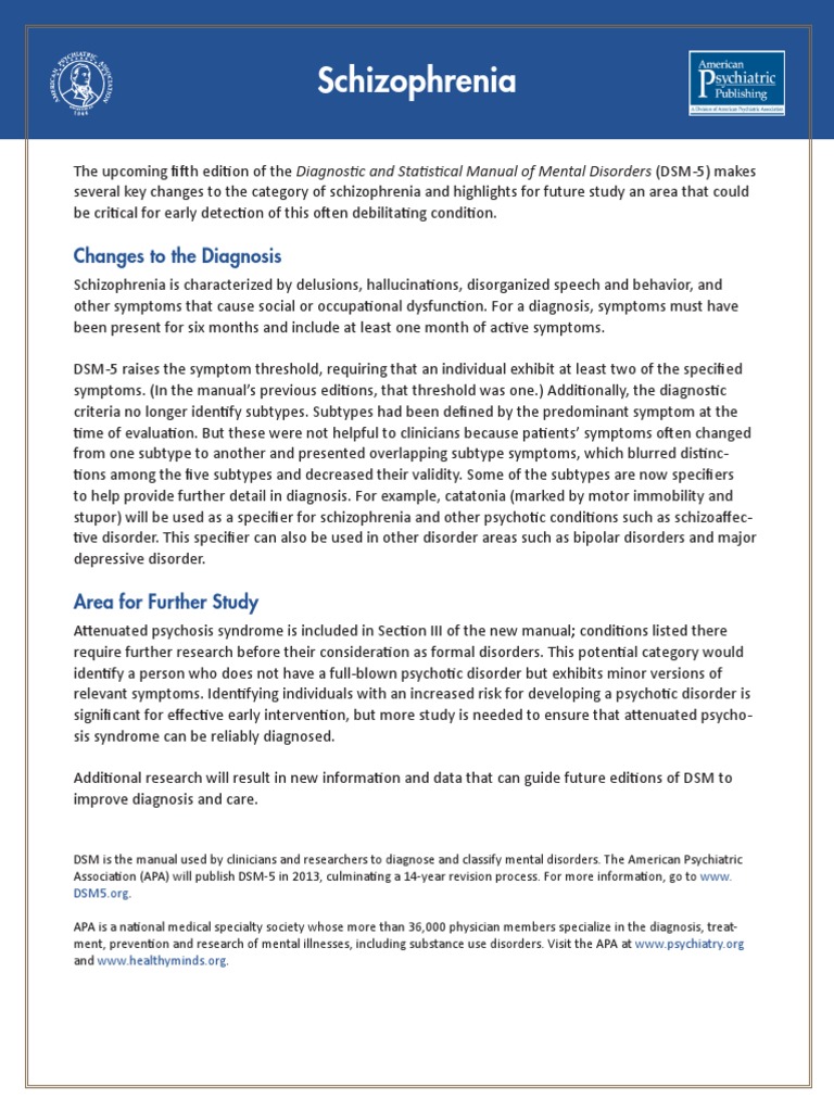 Schizophrenia Fact Sheet | PDF | Schizophrenia | Psychosis