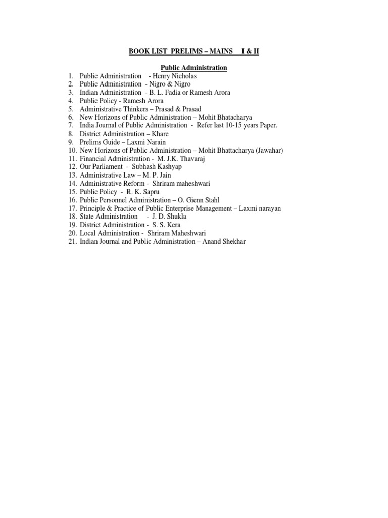 Book List Prelims Mains For Ias 2014 | PDF