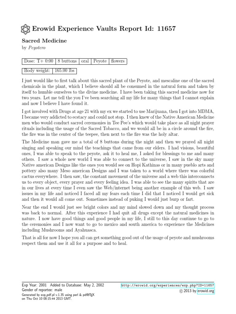 A Sacred Journey: A Peyote Ceremony Experience Report | PDF | Religion ...