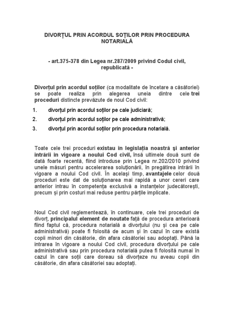 Divort Notarial | PDF