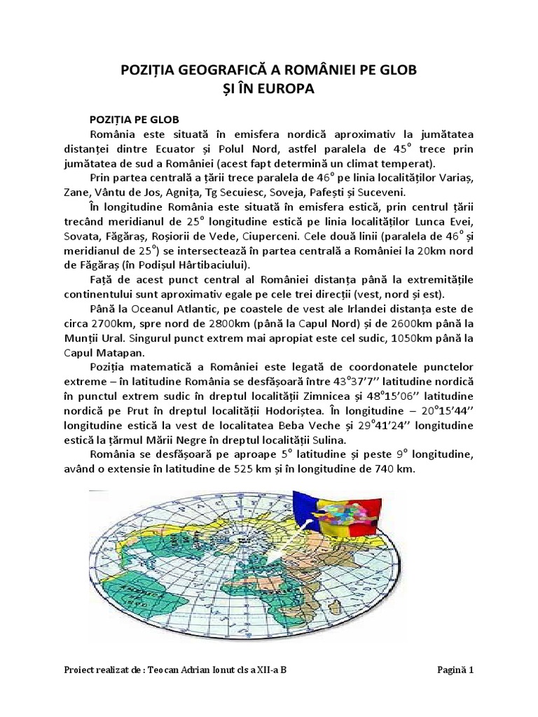 Pozitia Geografica A Romaniei Pe Glob Si In Europa