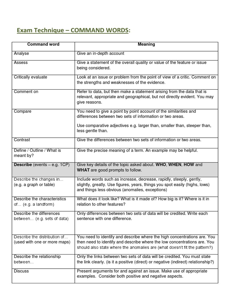 Command Words | PDF | Data | Evaluation