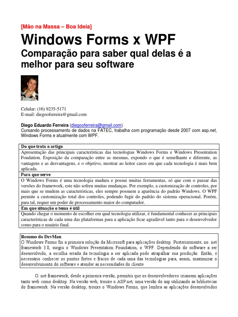 Comparação: Windows Forms e WPF | PDF | Sistema operacional ...