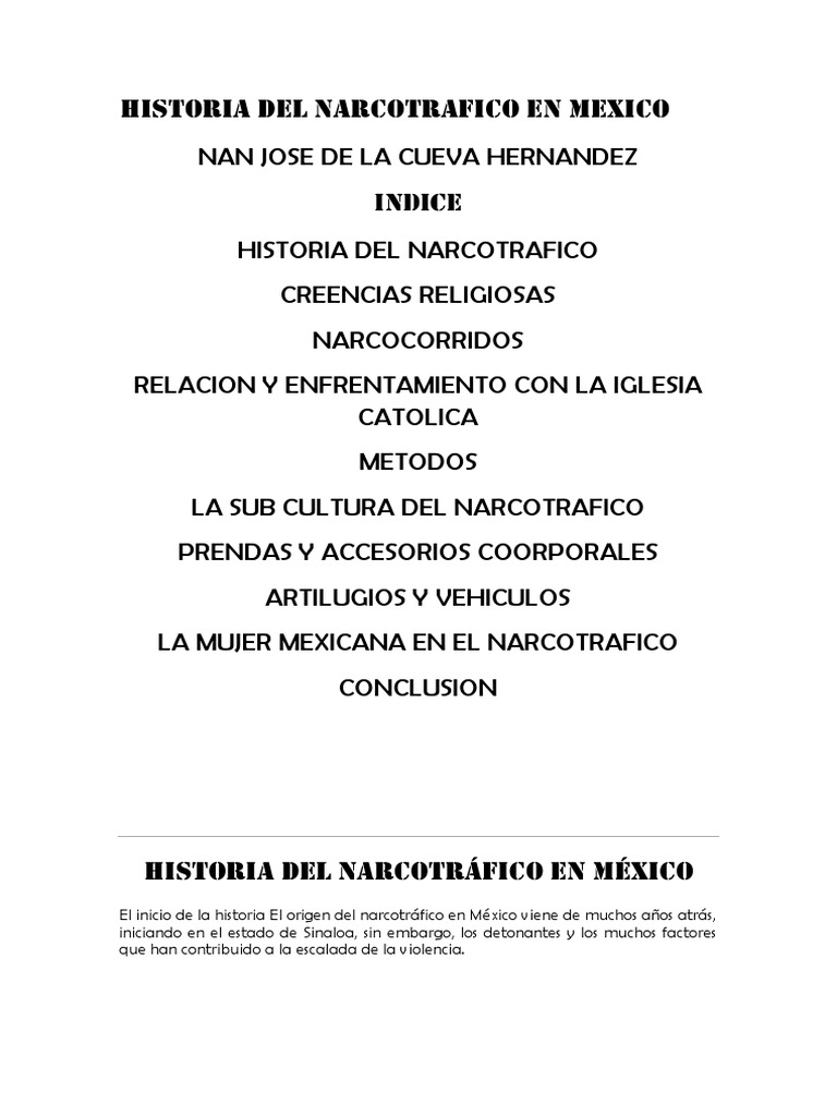 Historia Del Narcotráfico en México | PDF | Comercio ilegal de drogas ...