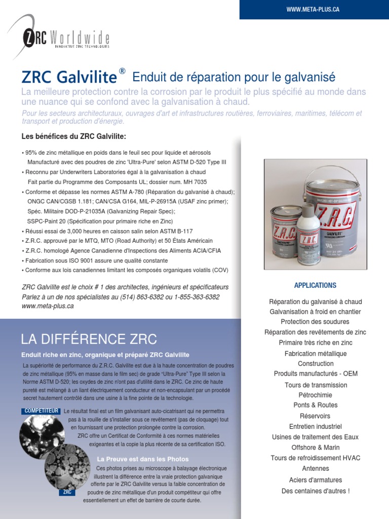 ZRC GALVILITE - Zinc Fiche Technique - FR | PDF | Zinc | Métaux