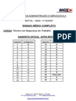 MGS-PROVA - Tecnico em Seguranca Do Trabalho