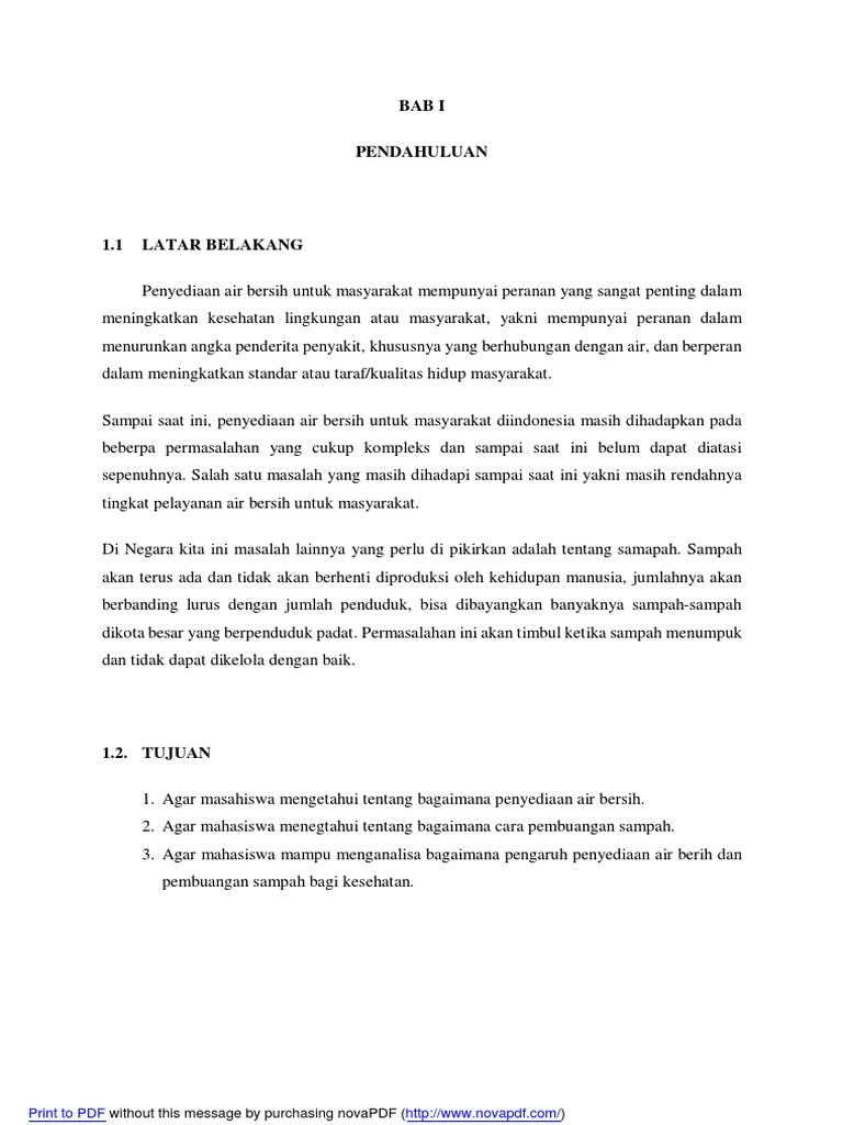 Makalah Penyediaan Air Bersih