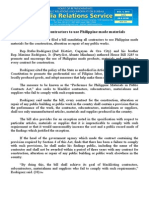 Dec07.2013 - Bbill Mandates Contractors To Use Philippine Made Materials