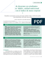 Consumo de Desayuno en Estudiantes Universitarios, Habito, Calidad Nutricional y Su Relaicon Con El Indice de Masa Corporal