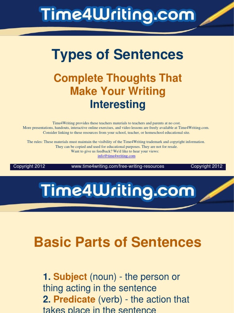 WritingSentences - Types of Sentences | PDF | Sentence (Linguistics ...