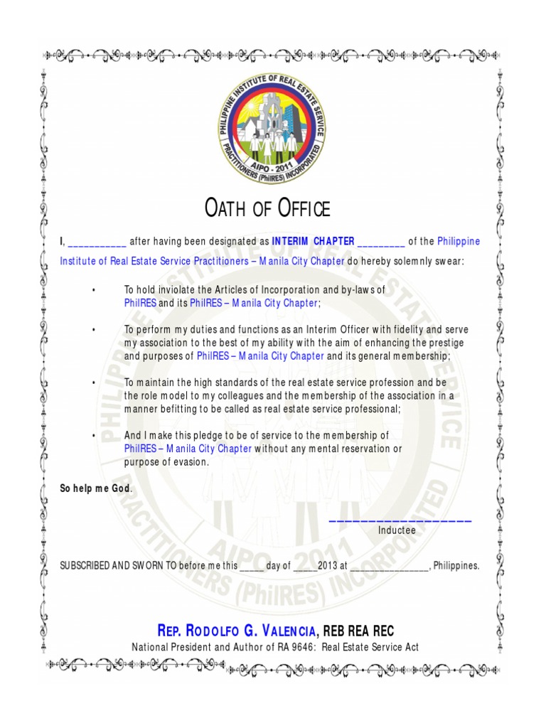 Oath of Office (Manila) PDF