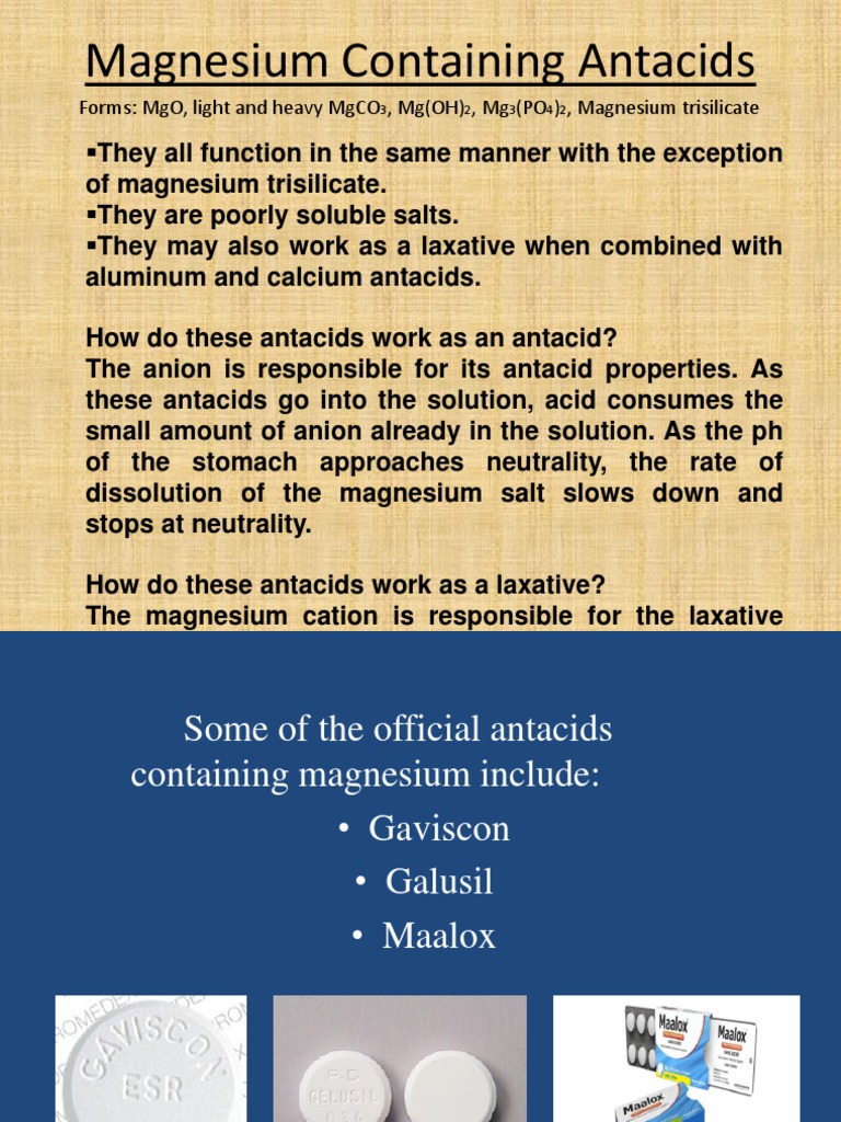Magnesium Containing Antacids Magnesium Physical Sciences