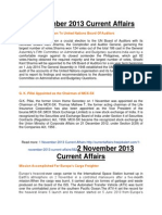 1 November 2013 Current Affairs