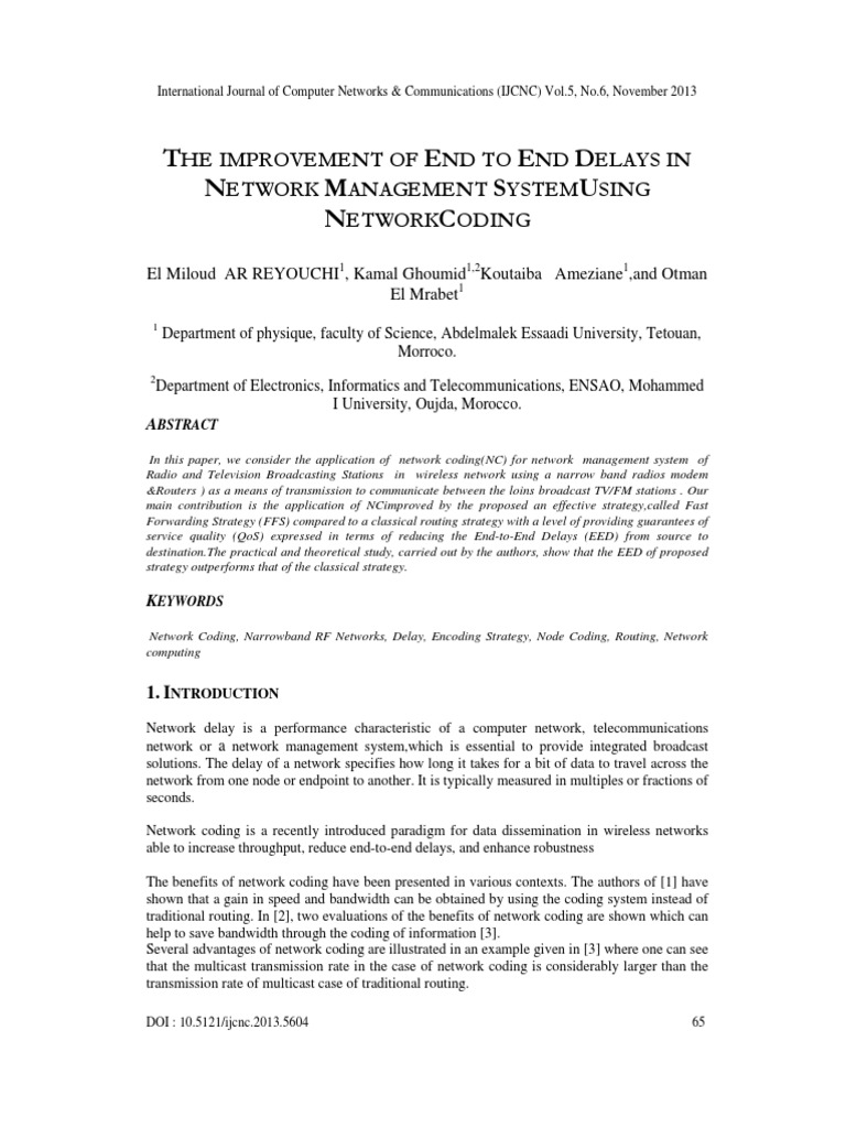 The Improvement of End To End Delays in Network Management System Using ...