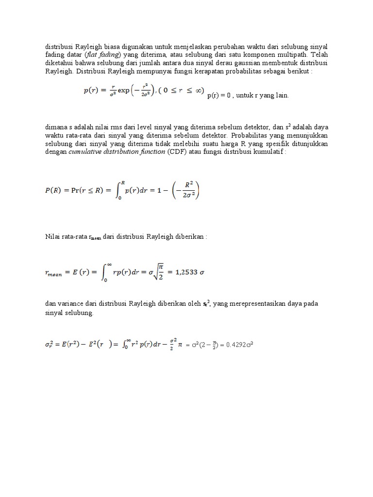 Distribusi Rayleigh PDF