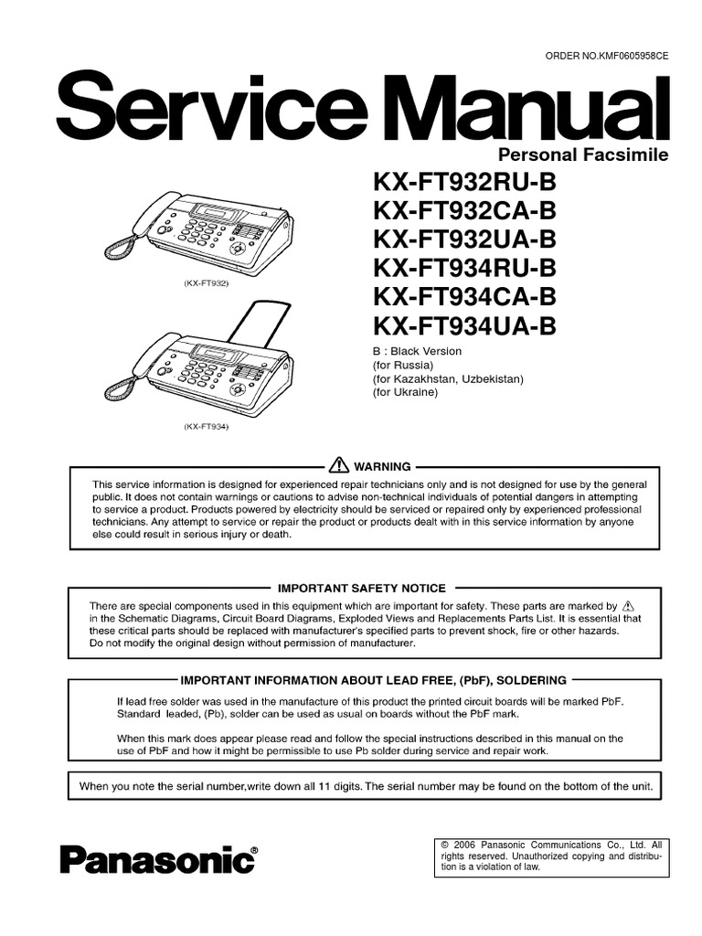 Инструкция panasonic kx ft934 скачать