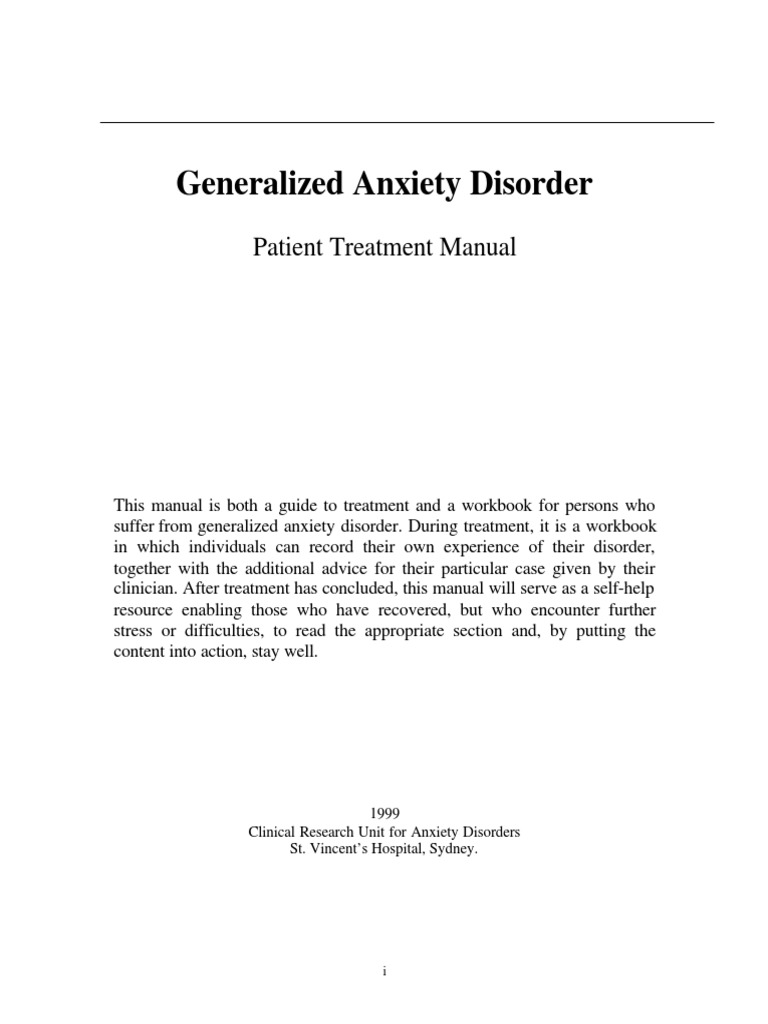 Generalized Anxiety Disorder - Patient Treatment Manual | PDF | Anxiety ...