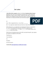 Sample Job Offer Letter